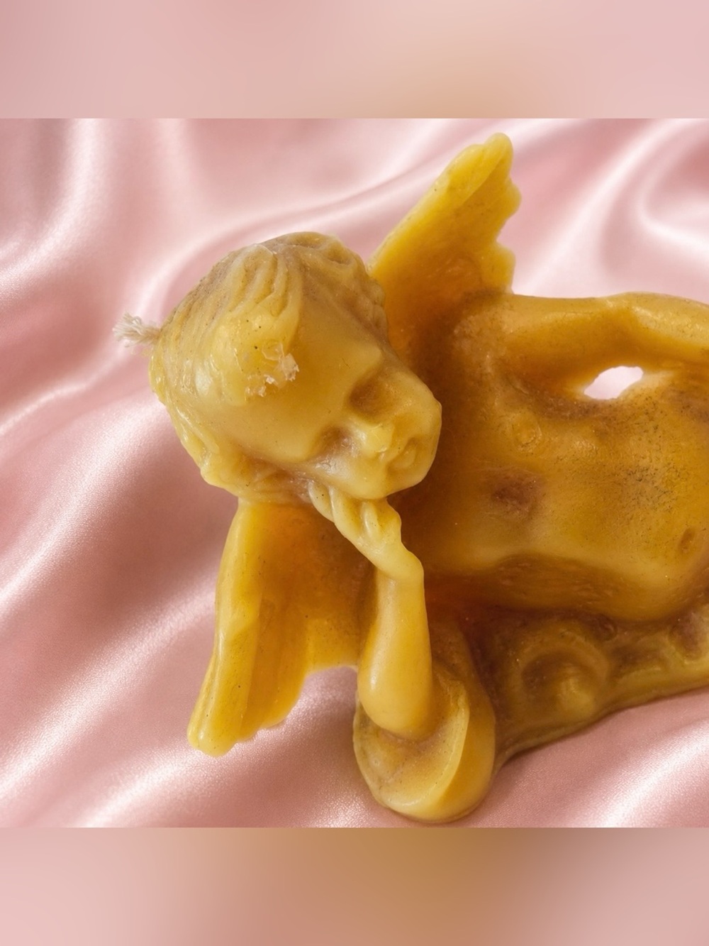 RARE Fine Art Beeswax Bees Wax Candle Baby Angel Cupid Vintage Antique Original